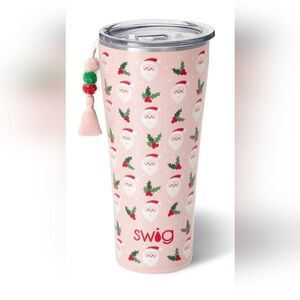 Swiglife Holly Jolly SWIG Tumbler 22oz Silicone Bottom Charm Lid Christmas NWOT